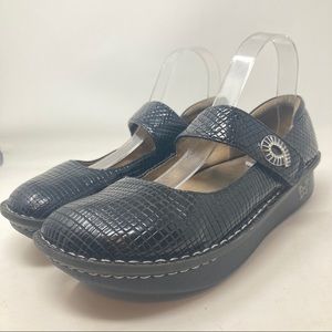 Alegria Women's Black Leather Embossed Paloma Comfort Flat Shoes Size 40W 10